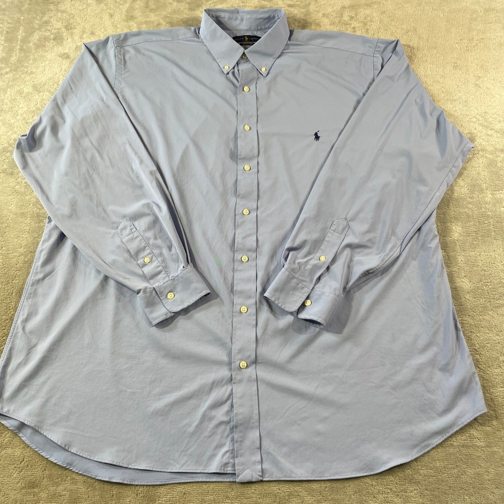 Ralph Lauren Performance Shirt Mens 2XLT Blue Stretch Button Office Light Casual